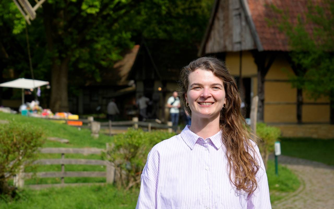 Eine Politikerin der Partei Volt in Münster