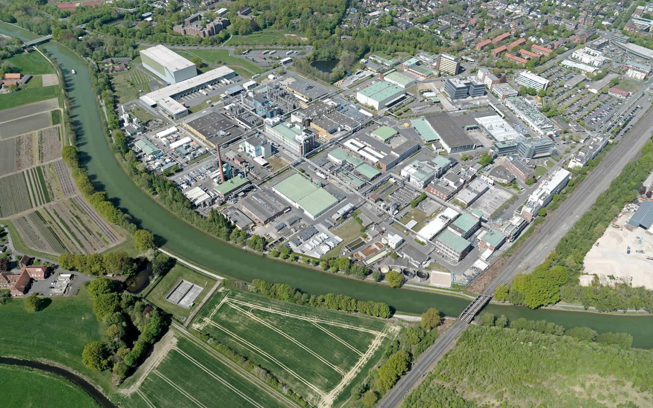 Eine Luftaufnahme vom BASF Coatings-Werksgelände in Hiltrup.
