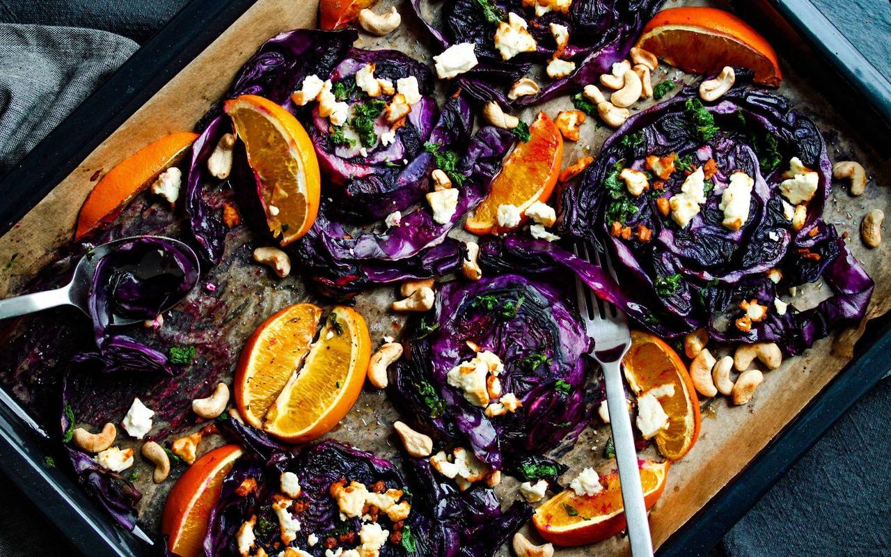 Ofengerösteter Rotkohl mit Orangen