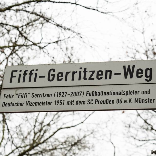 Im Zuge der Modernisierung des LVM-Preußenstadions erhalten alle bisherigen und neuen Stadiongebäude künftig die gemeinsame Adresse Fiffi-Gerritzen-Weg in Münster.