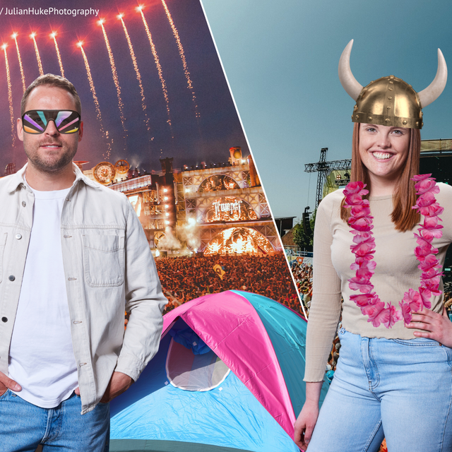 Eine Collage zweier Bilder: Das linke Bild zeigt das Parookaville-Festival. Auf dem rechten Bild ist Münster Olé zu sehen.