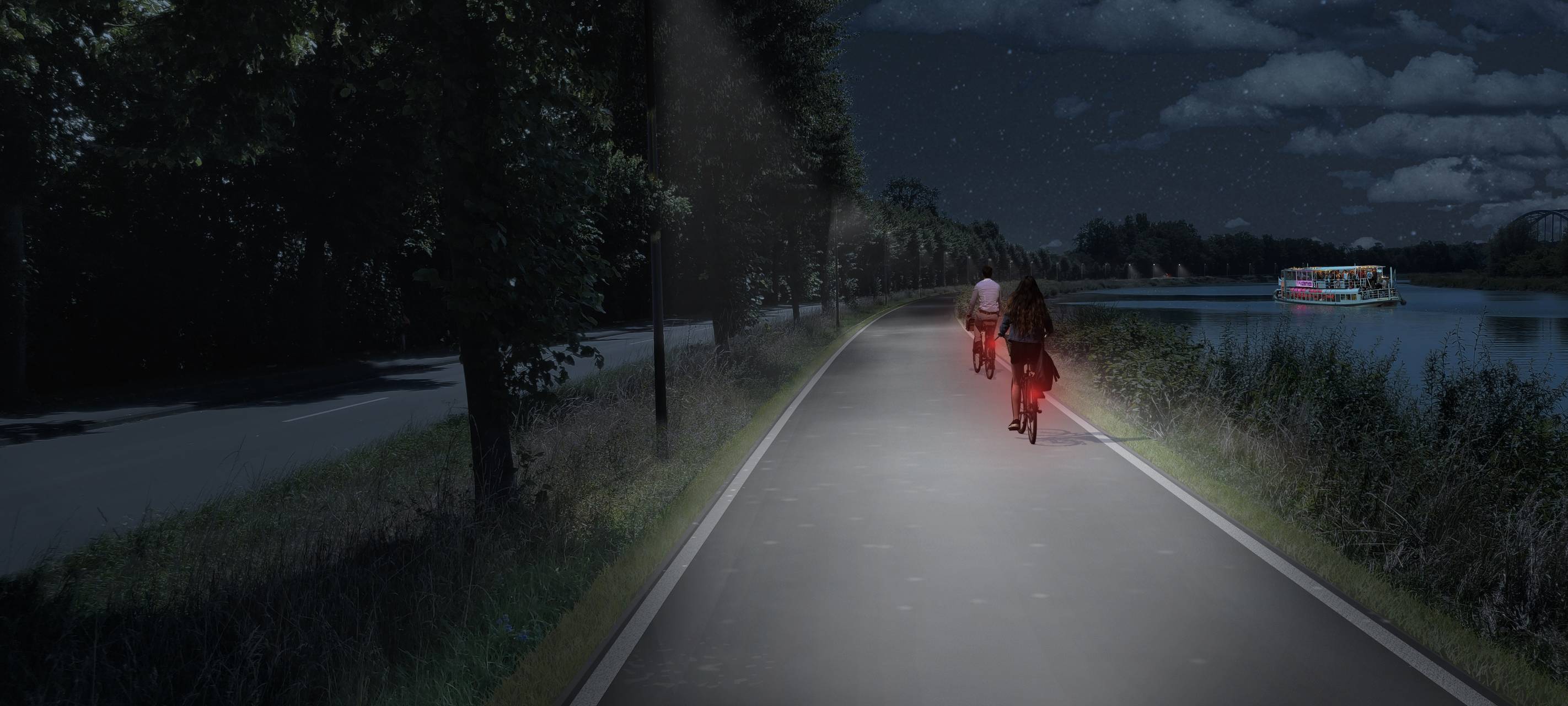 Kanalpromenade bei Nacht