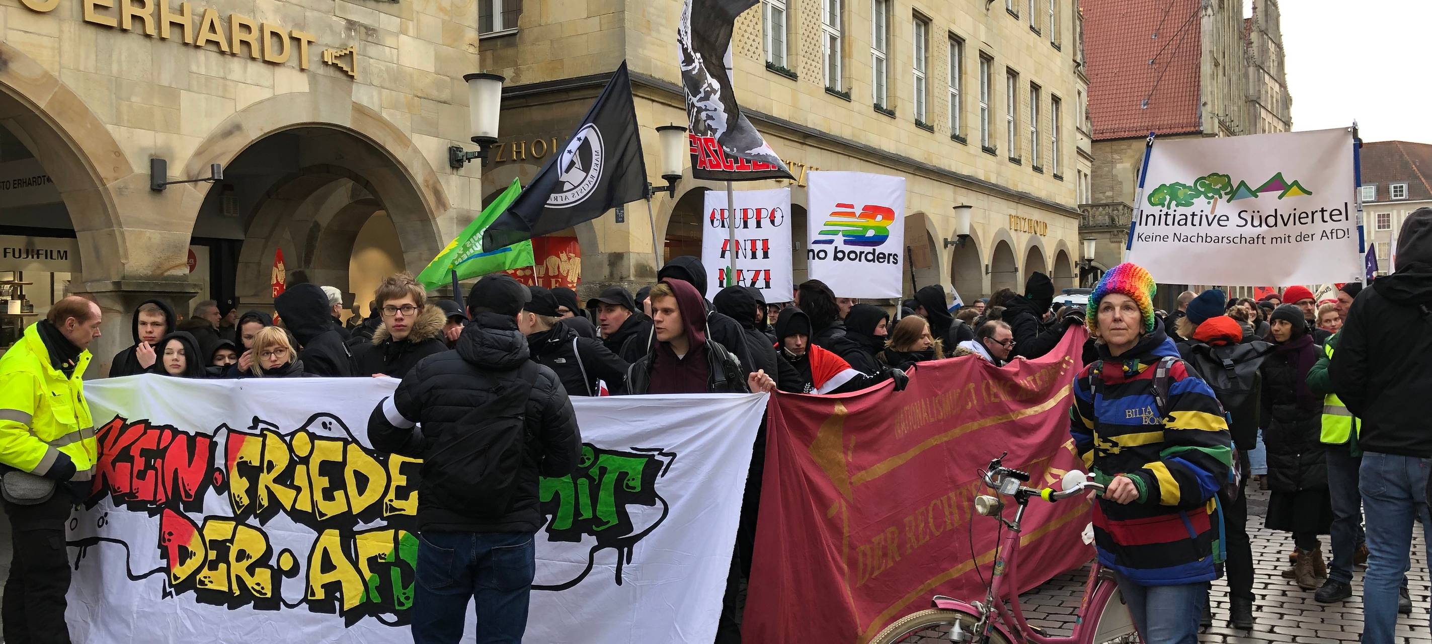 Proteste gegen die AfD auf dem Prinzipalmarkt