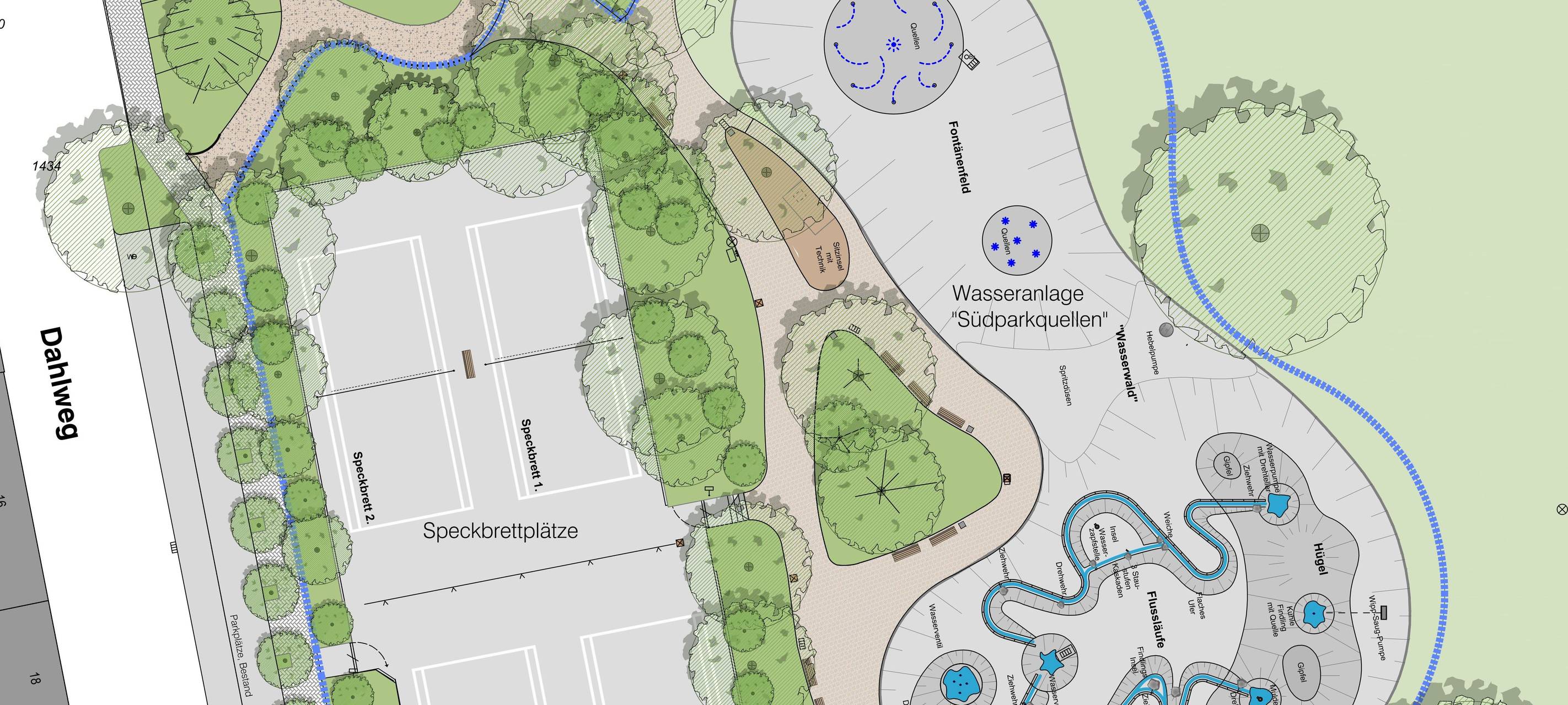 Wasserfontänen für den Südpark