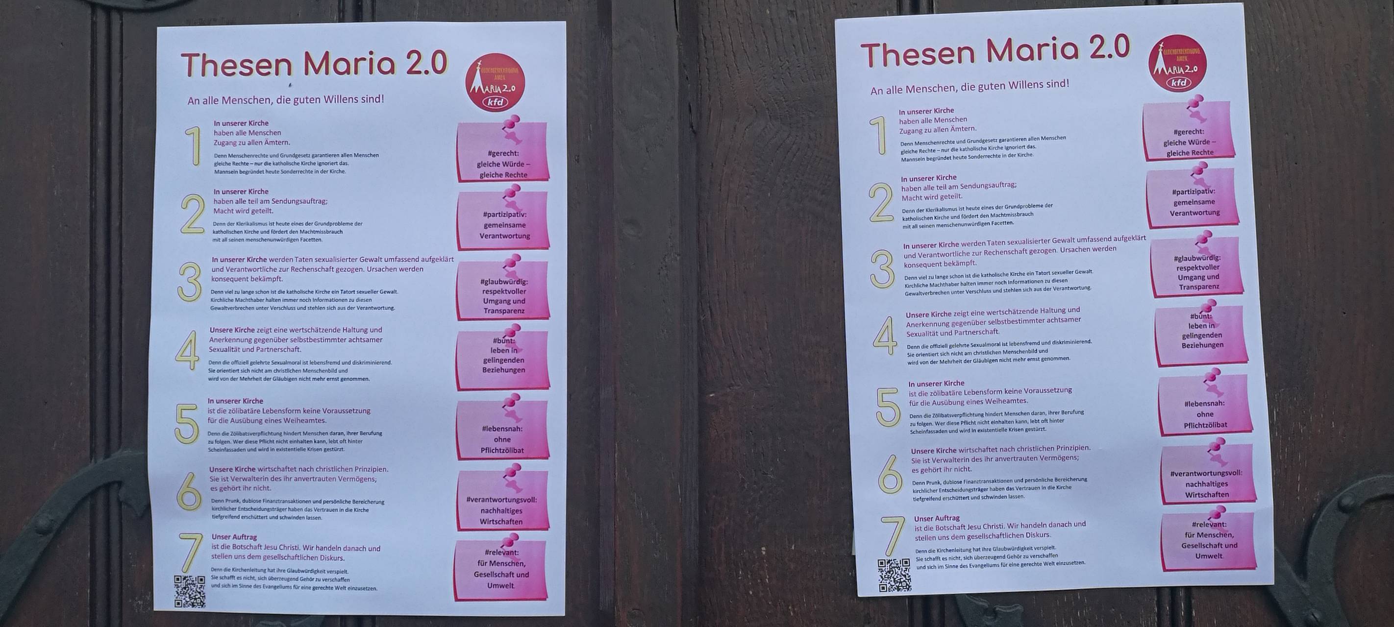 "Maria 2.0" schlägt Thesen an Münsters Kirchen