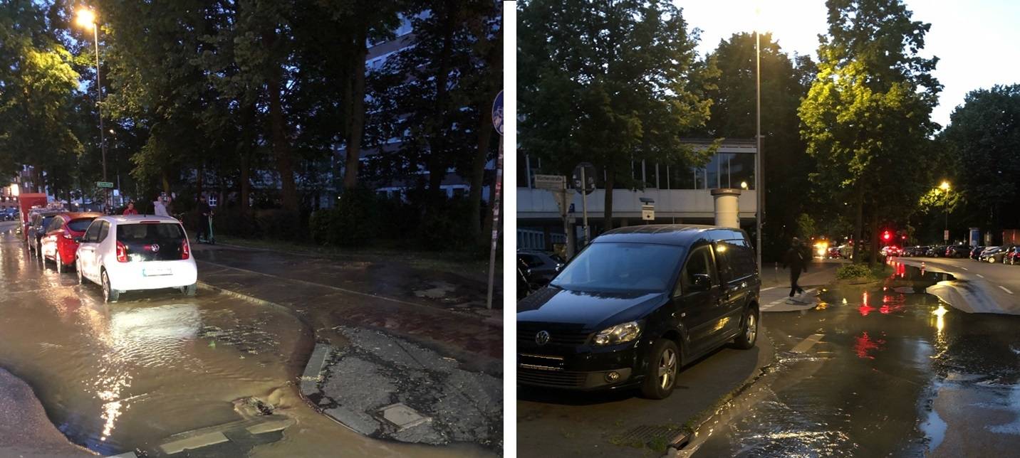 Gehweg abgesackt im Bahnhofsviertel