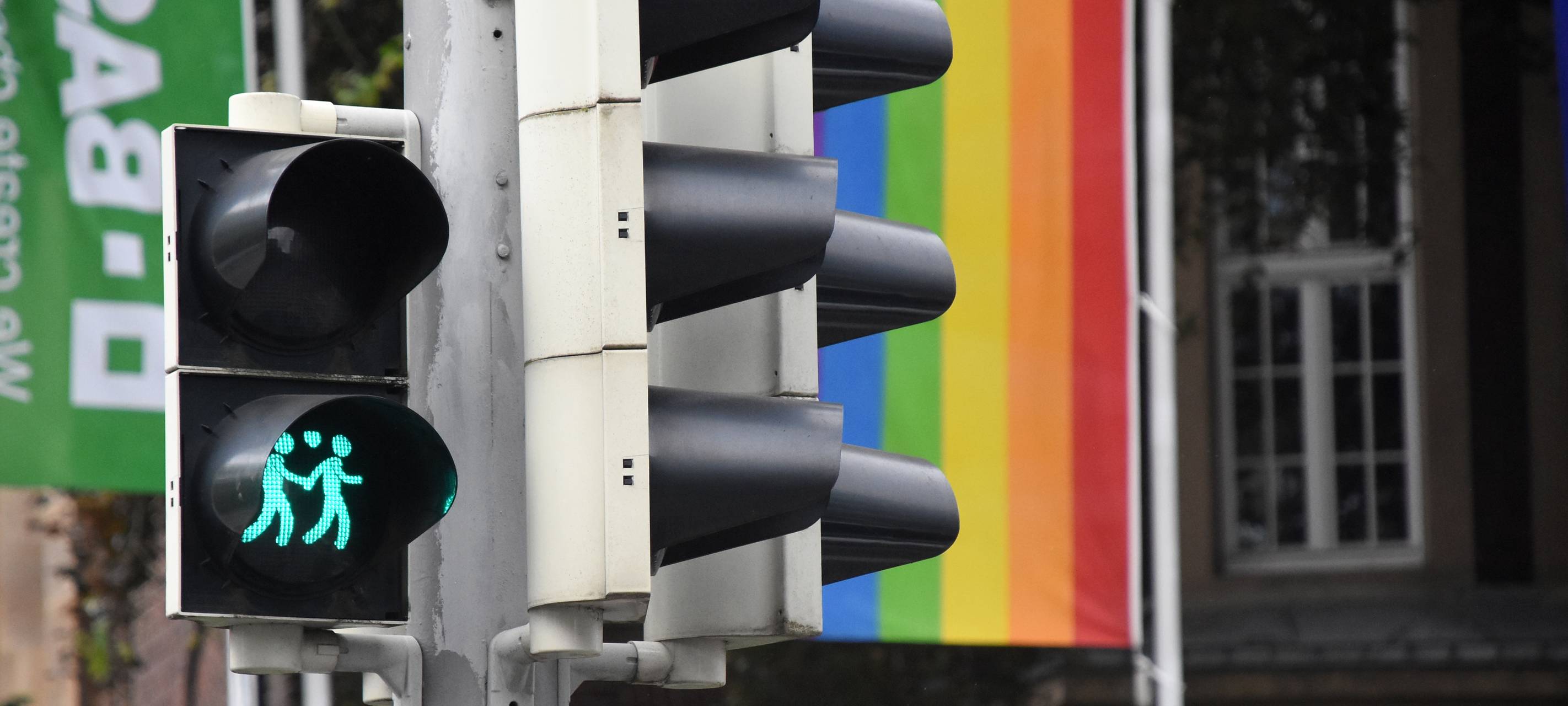Ampel in Münster mit "Wiener Ampelmännchen"