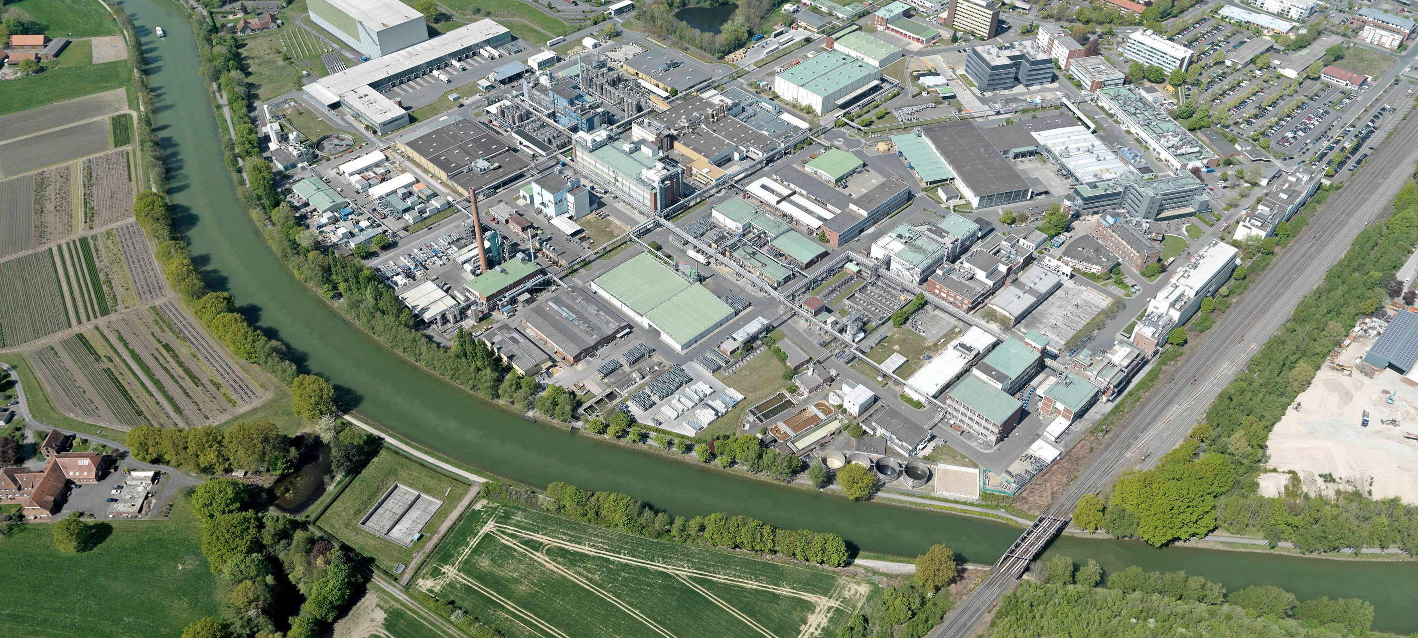 Eine Luftaufnahme vom BASF Coatings-Werksgelände in Hiltrup.