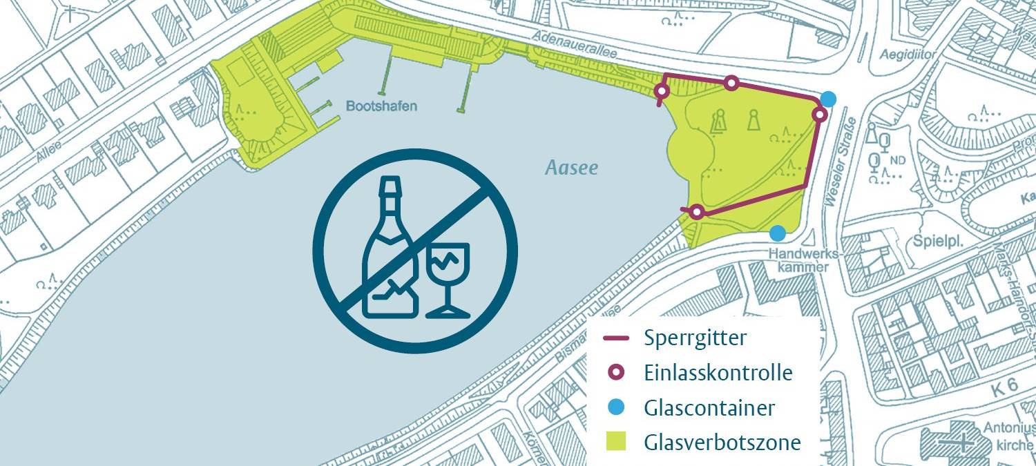 Glasverbot am Aasee in Münster