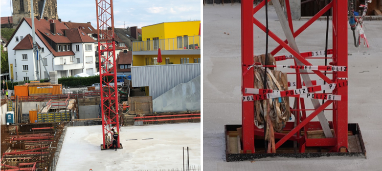 Kran-Kletterer ist hinabgestiegen