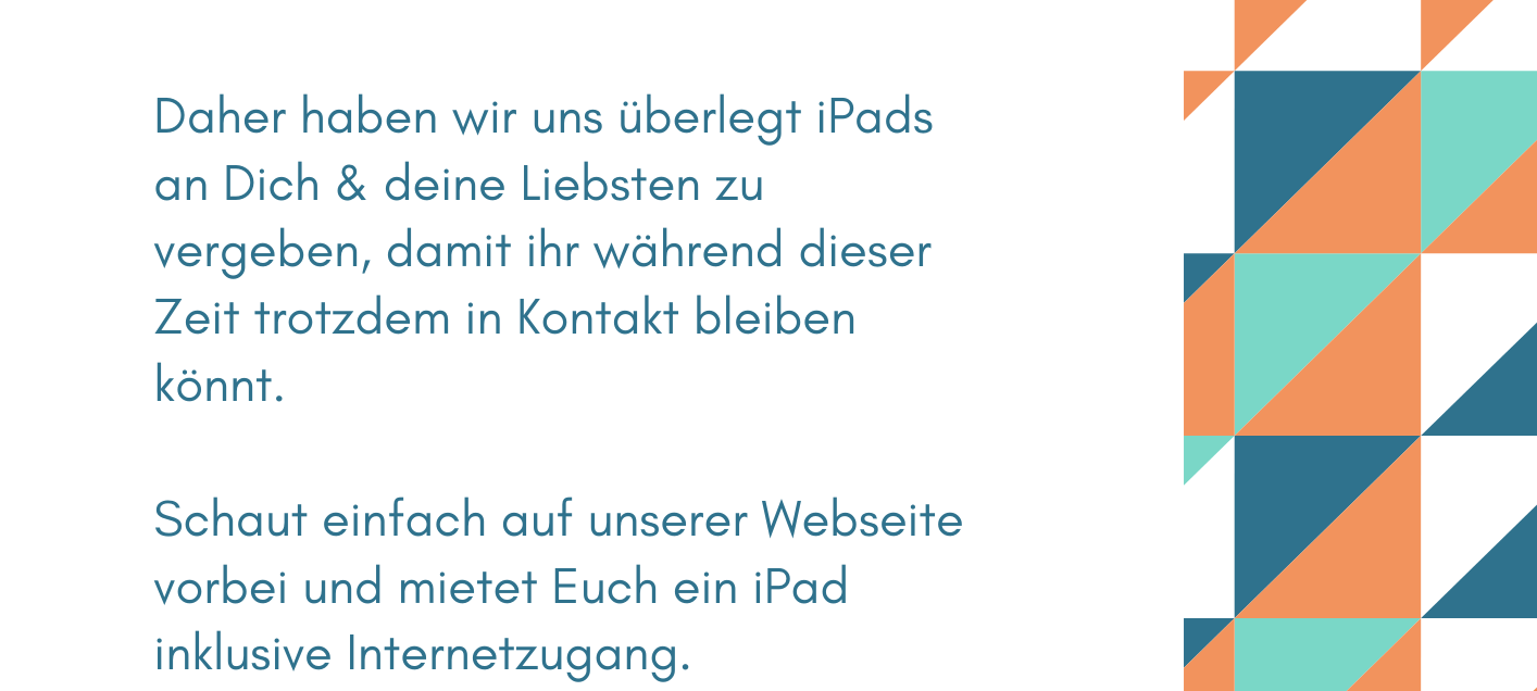 iPad-Verleih gegen Oster-Einsamkeit